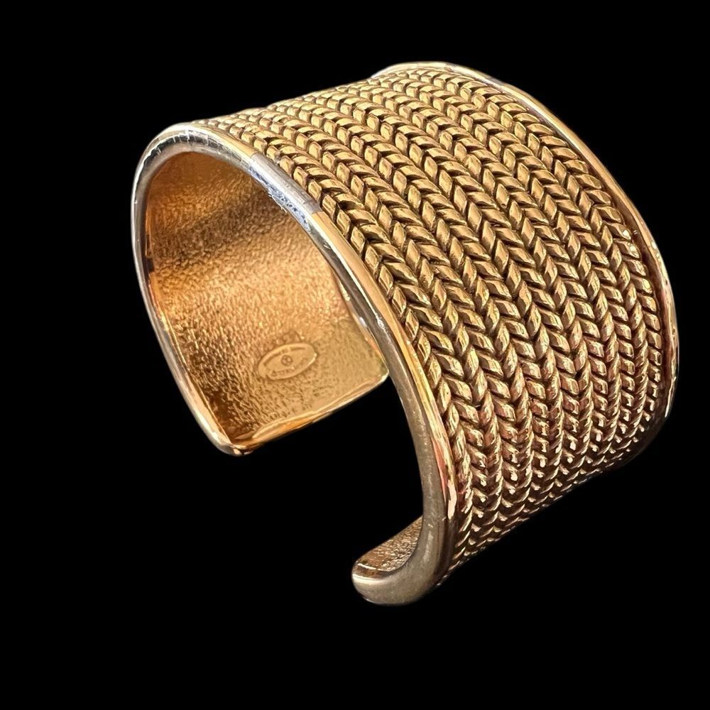 Chanel Gold Plated Textured Cuff Bracelet - Picture 3 of 7